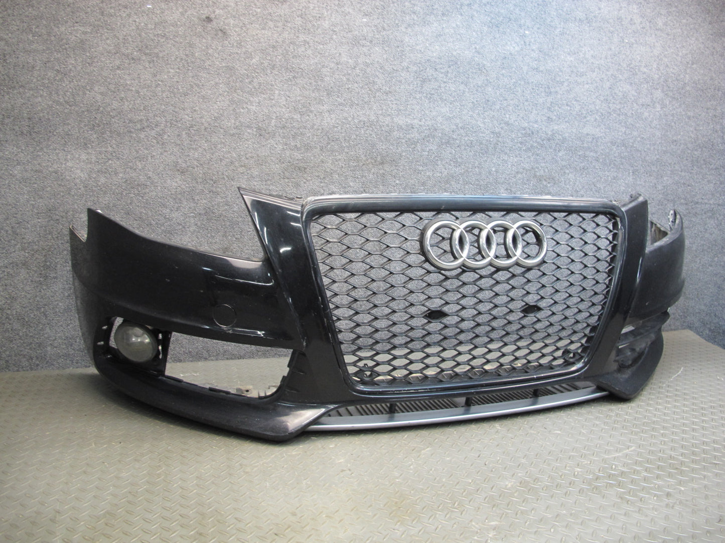 09-12 Audi B8 S4 A4 Front Bumper Cover Black w Fog Lights & Grille OEM