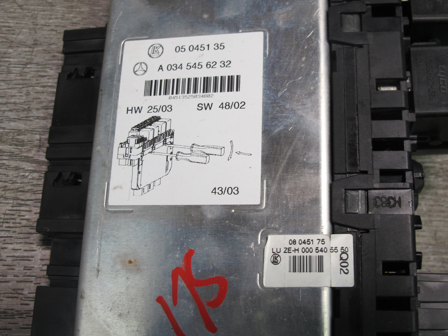 03-12 Mercedes R230 Sl-class Rear SAM Fuse Relay Box Module 0345456232 OEM