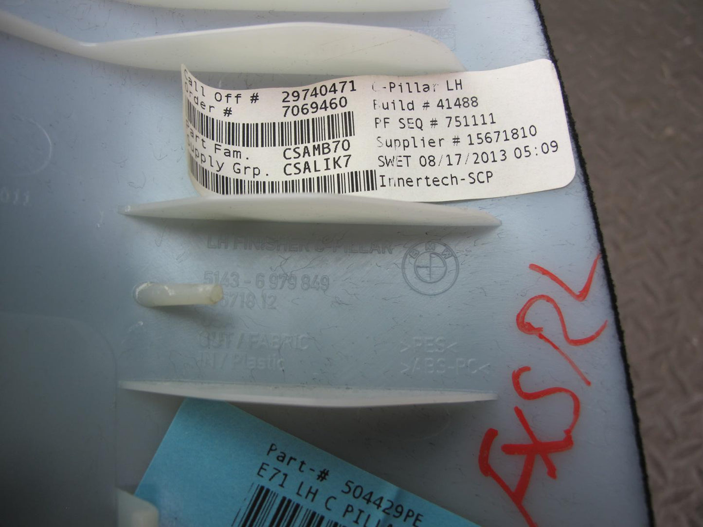 09-14 BMW E71 X6 Set of 2 Rear Left & Right Upper C Pillar Trim Panel OEM