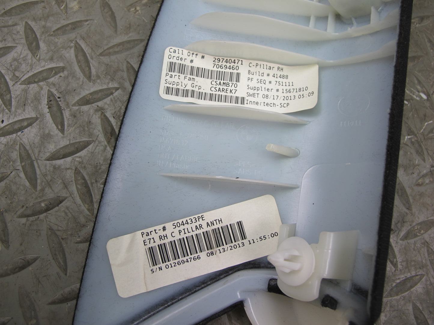 09-14 BMW E71 X6 Set of 2 Rear Left & Right Upper C Pillar Trim Panel OEM