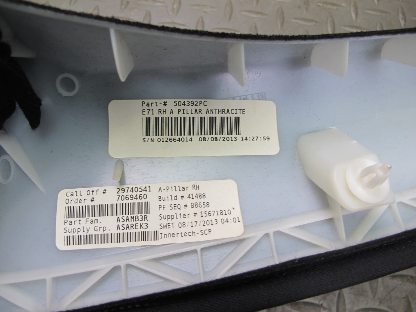 09-14 BMW E71 X6 Set of 2 Front Left & Right A Pillar Trim Panel Black OEM