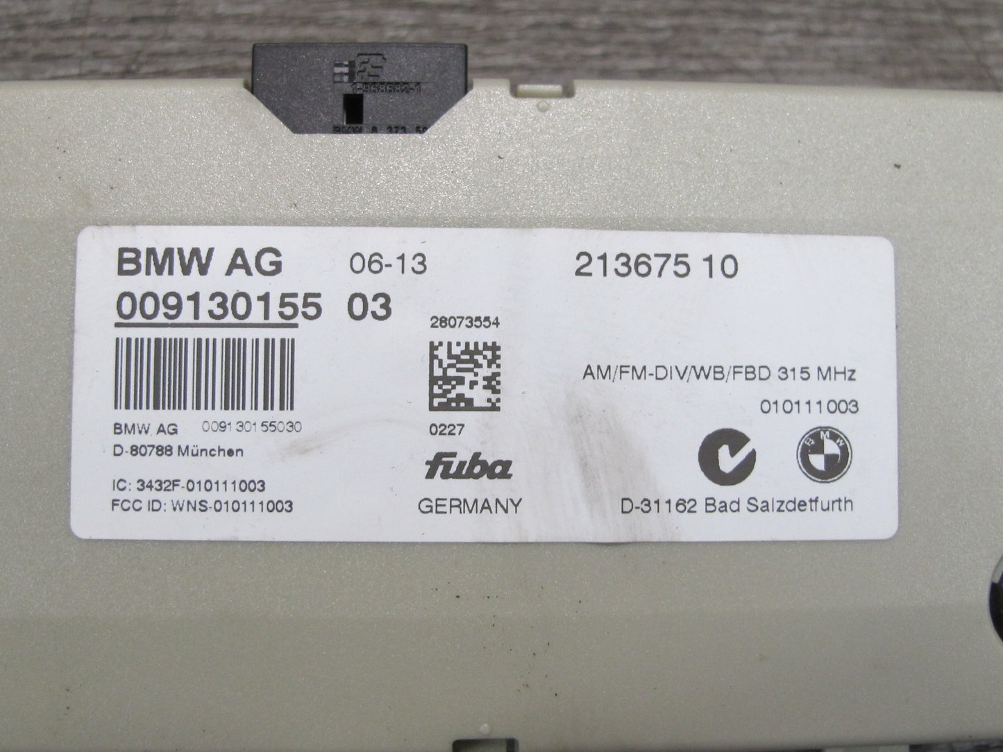08-14 BMW E71 X6 Diversity Radio Antenna Amplifier AMP Module 9130155 OEM