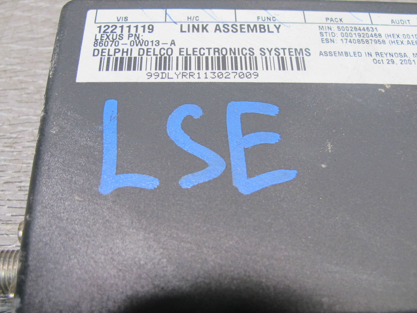 01-03 Lexus UCF30L LS430 Phone Transceiver Control Module 86070-0W013-A OEM