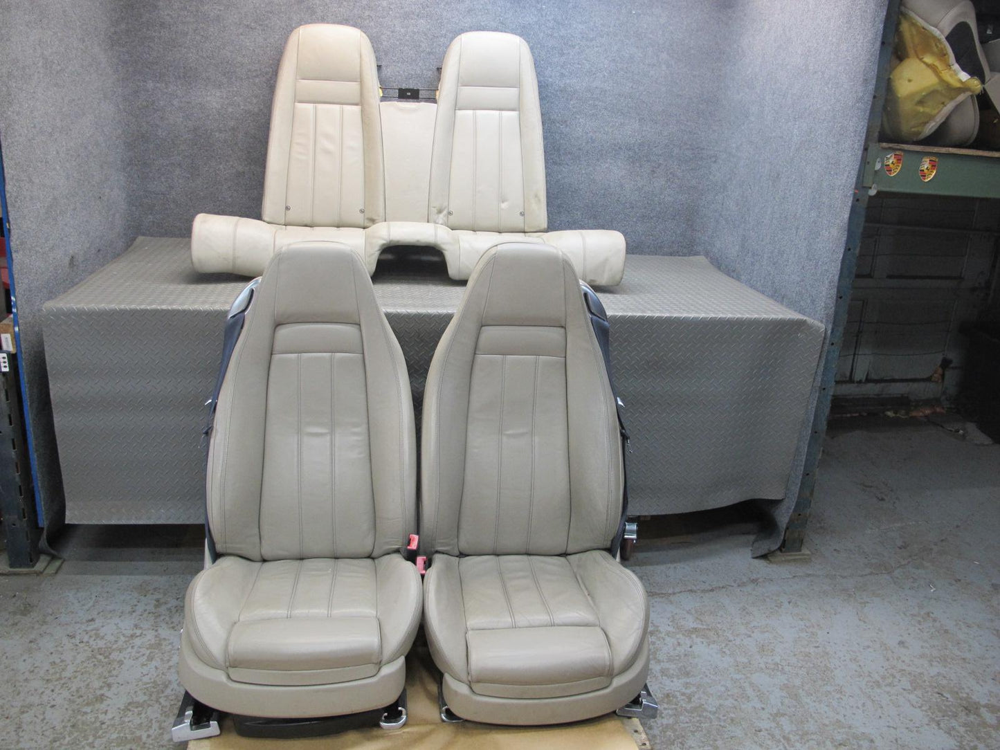 07-11 Bentley Continental GTC Convertible Front & Rear Leather Seat Beige Set