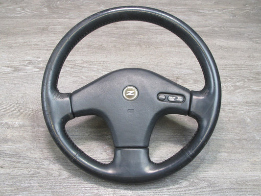 90-93 Nissan 300ZX Z32 NON Turbo Leather Steering w Cruise Switch Black OEM