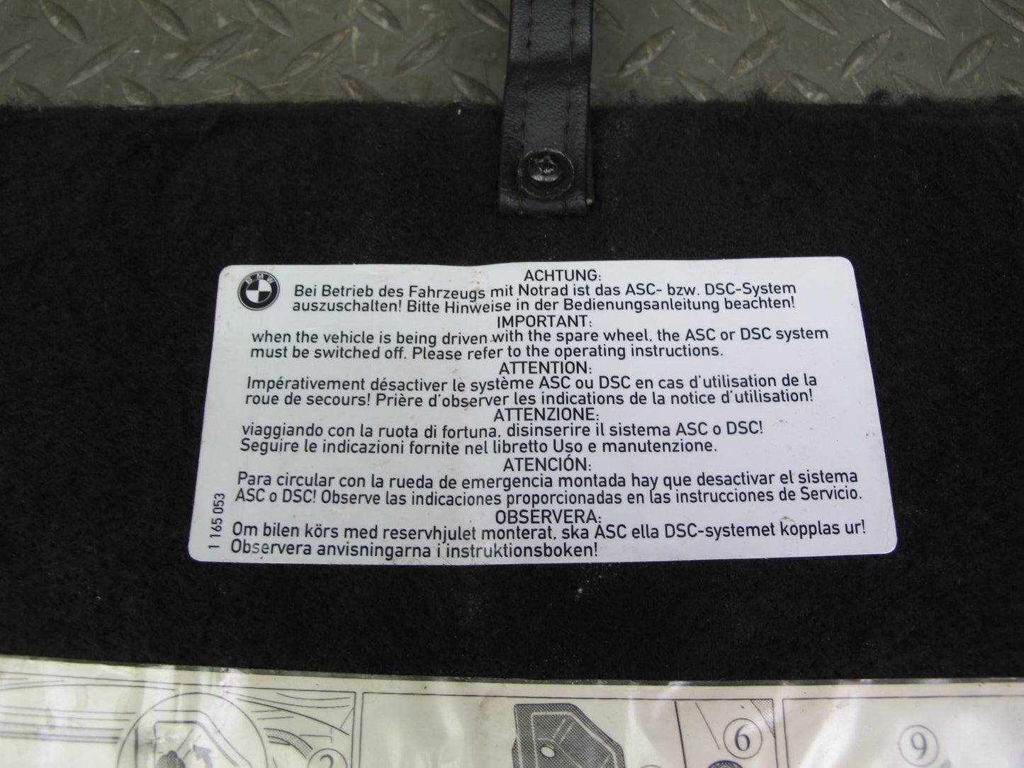 96-02 BMW E36/7 Z3 Roadster Rear Trunk Floor MAT Carpet Cover Gray 8399299 OEM