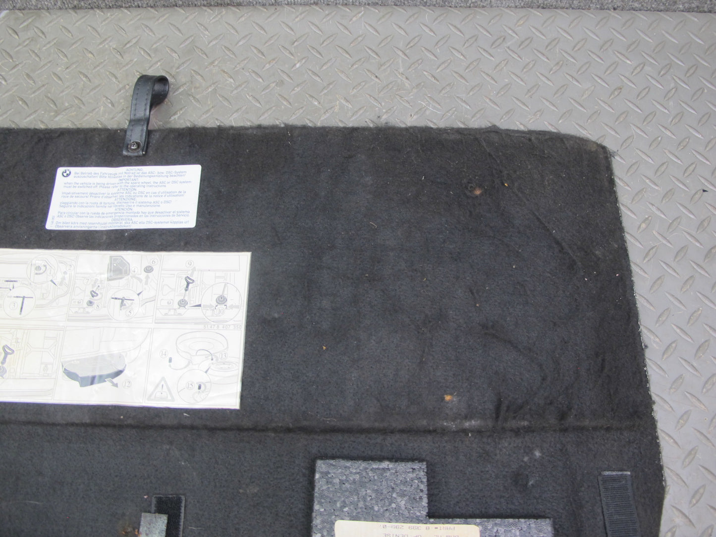 96-02 BMW E36/7 Z3 Roadster Rear Trunk Floor MAT Carpet Cover Gray 8399299 OEM