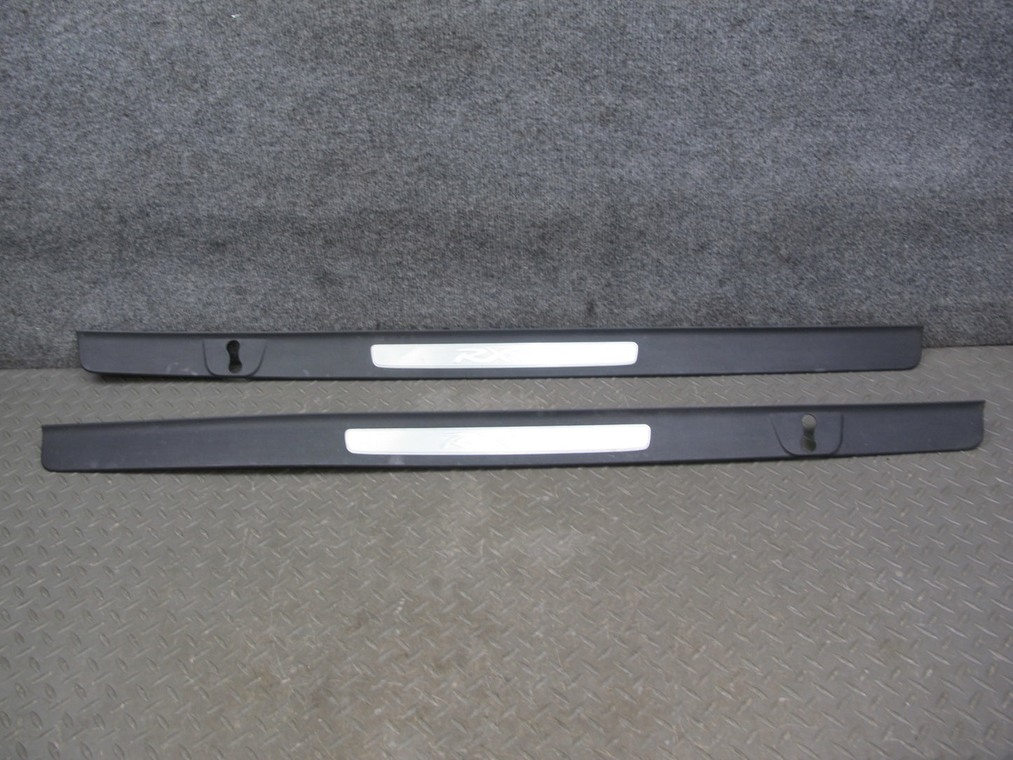 04-11 Mazda RX8 Door Sill Scuff Plate Trim Cover Left & Right Side Set Black OEM
