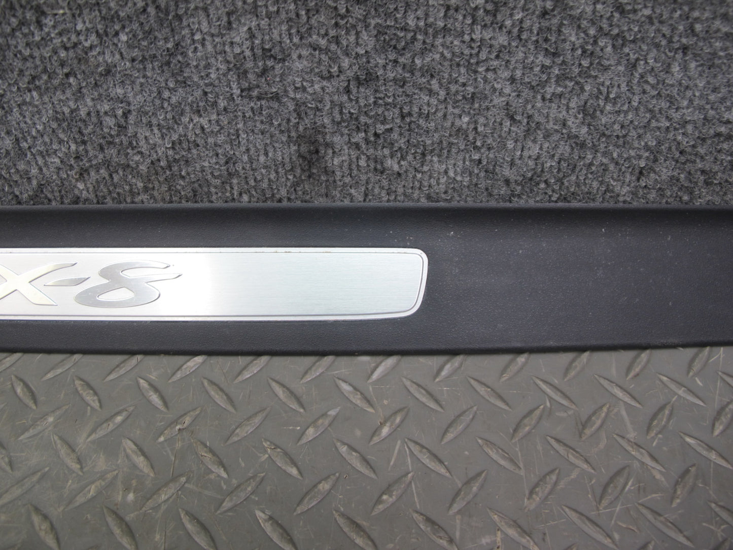 04-11 Mazda RX8 Door Sill Scuff Plate Trim Cover Left & Right Side Set Black OEM