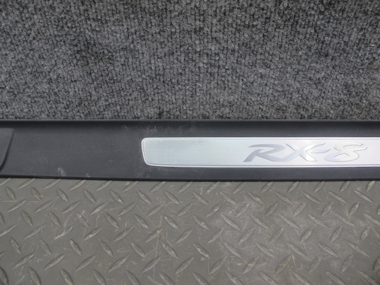 04-11 Mazda RX8 Door Sill Scuff Plate Trim Cover Left & Right Side Set Black OEM