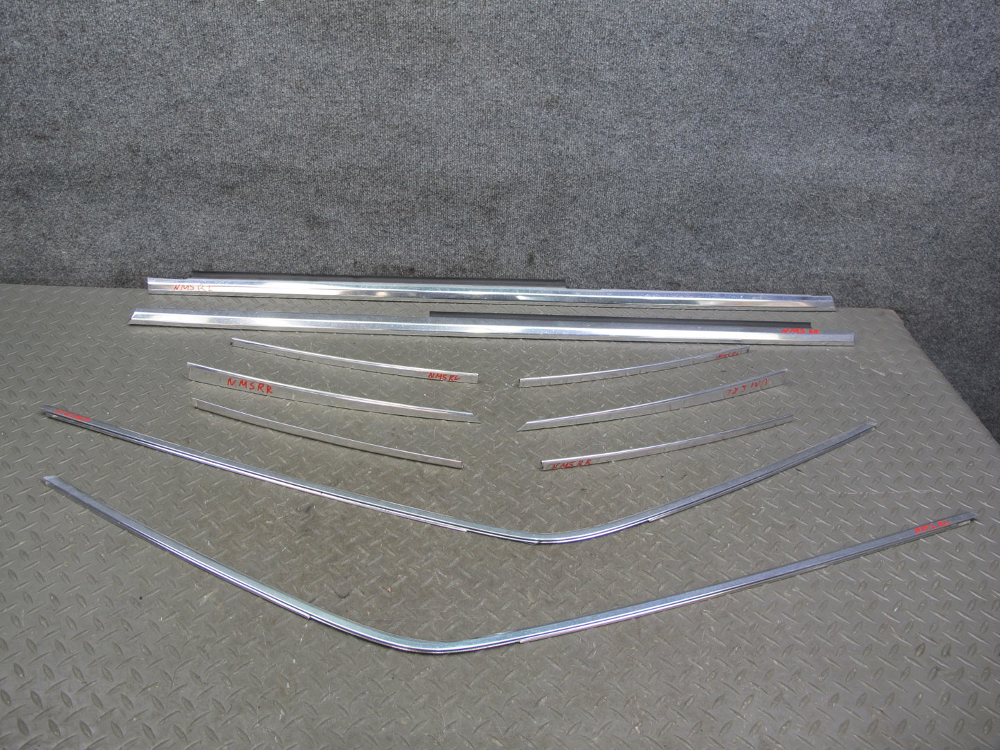 86-91 Mercedes W126 Set of 10 Rear Left & Right Door Chrome Trim Molding OEM