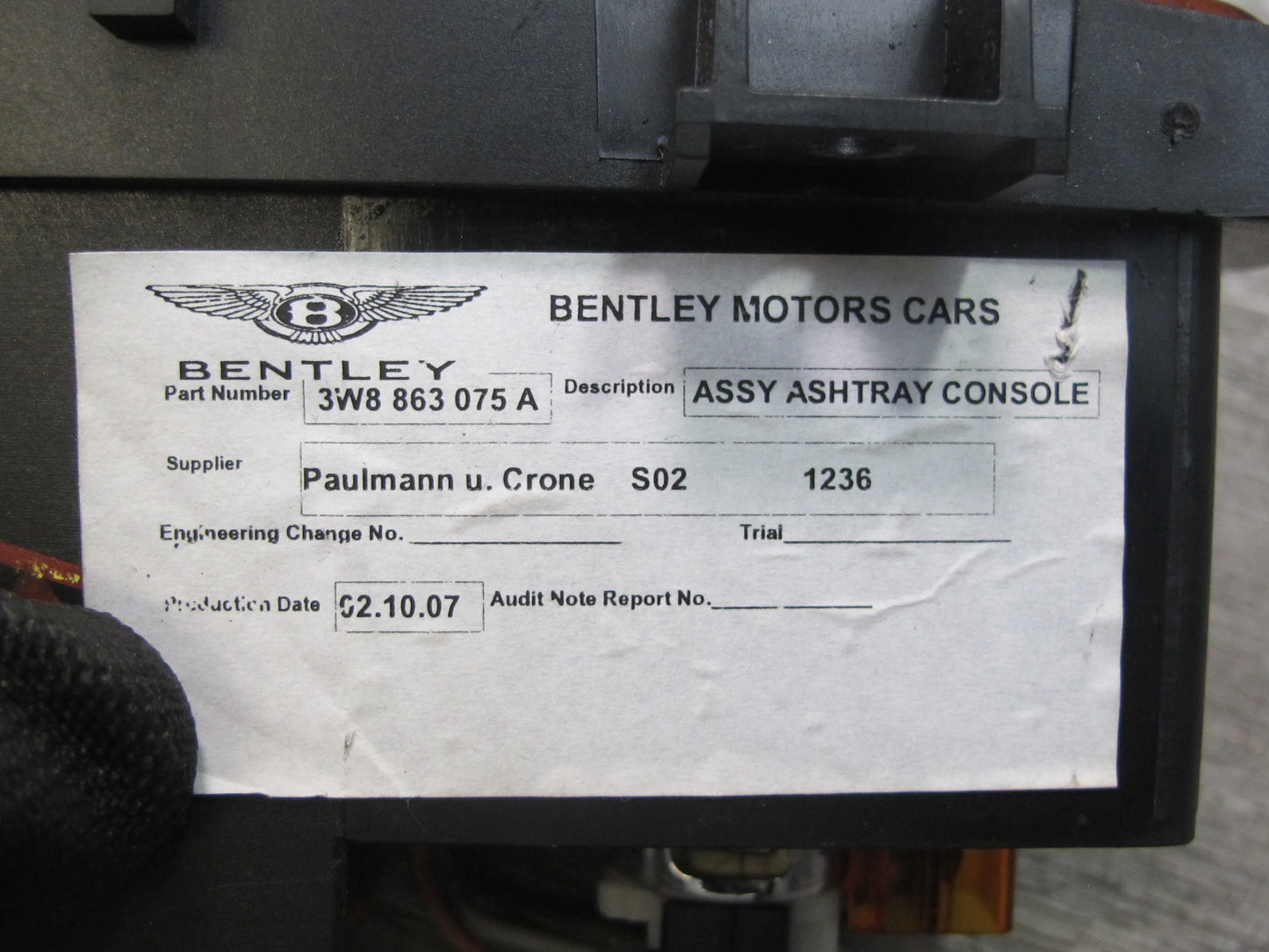 03-10 Bentley Continental GTC GT Front or Rear Center Console Ash Tray