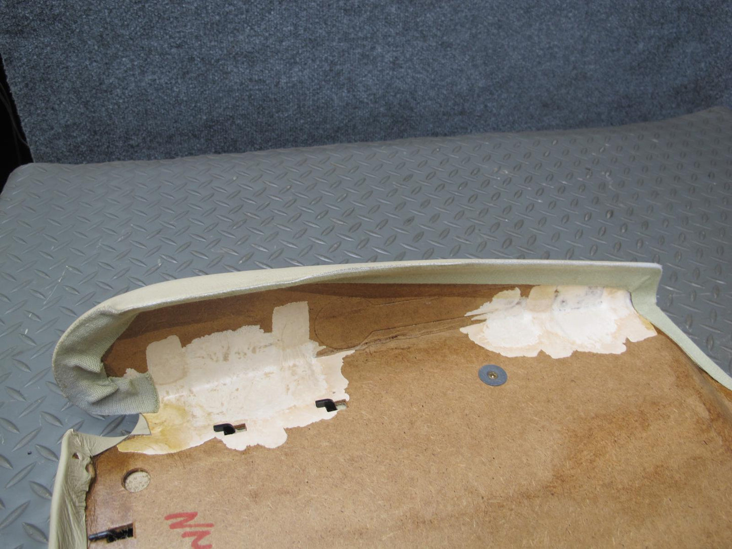 86-91 Mercedes W126 Front Right Passenger Seat Back Trim Cover Panel Beige OEM
