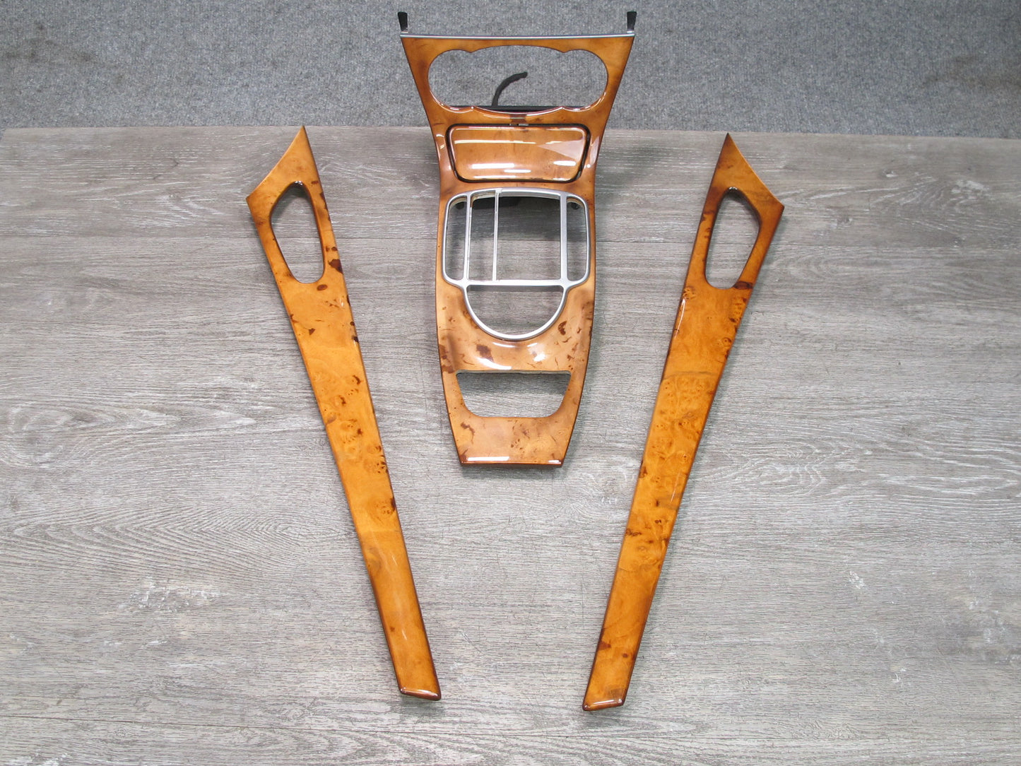 05-12 Mercedes R230 Dash Center Console Door Wood Trim Bezel Panel Set OEM