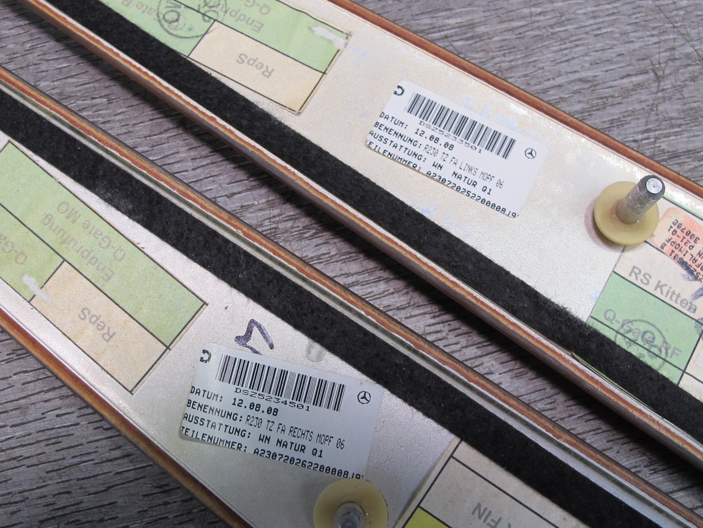 05-12 Mercedes R230 Dash Center Console Door Wood Trim Bezel Panel Set OEM