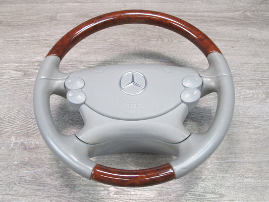 03-08 MERCEDES R230 SL500 FRONT LEFT DRIVER SIDE WOOD STEERING WHEEL W/ SRS AIRBAG OEM