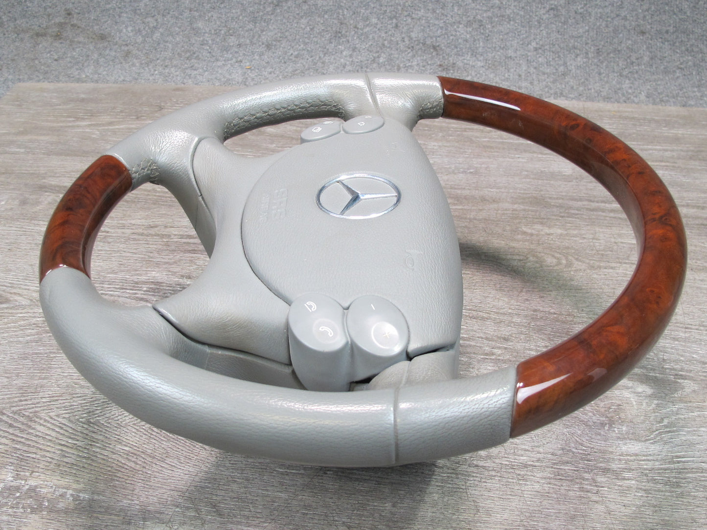 03-08 MERCEDES R230 SL500 FRONT LEFT DRIVER SIDE WOOD STEERING WHEEL W/ SRS AIRBAG OEM