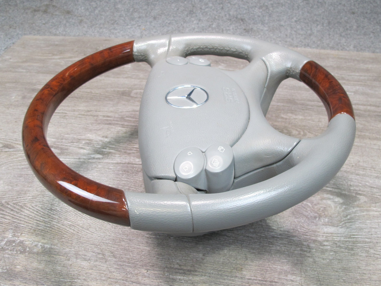03-08 MERCEDES R230 SL500 FRONT LEFT DRIVER SIDE WOOD STEERING WHEEL W/ SRS AIRBAG OEM