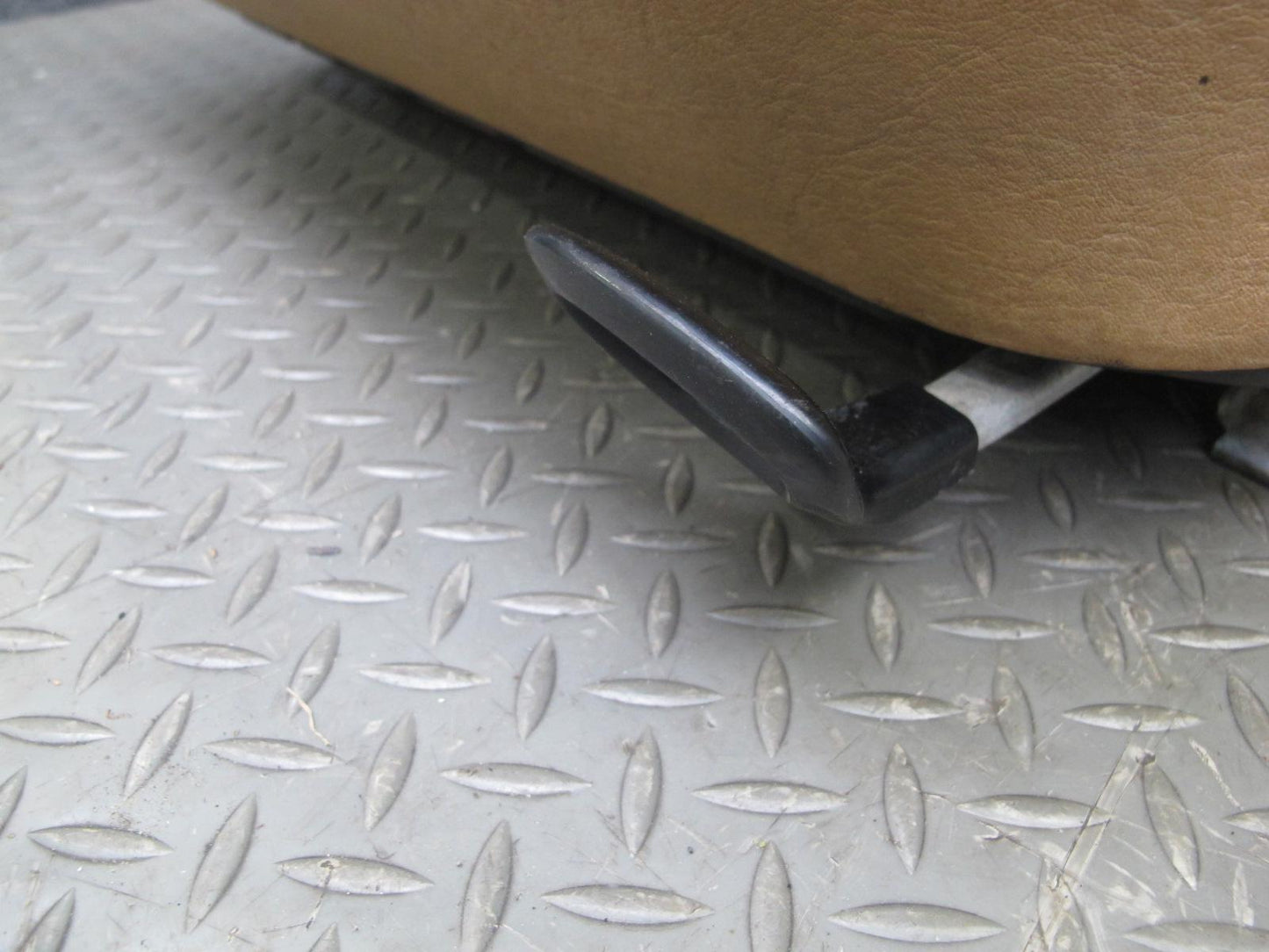 82-85 Mercedes W123 Front Left Seat Lower Leather Cushion w Frame Track Rail OEM