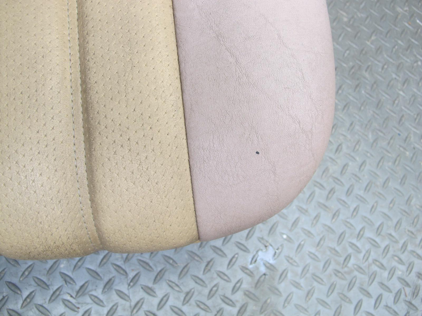 82-85 Mercedes W123 Front Left Seat Lower Leather Cushion w Frame Track Rail OEM