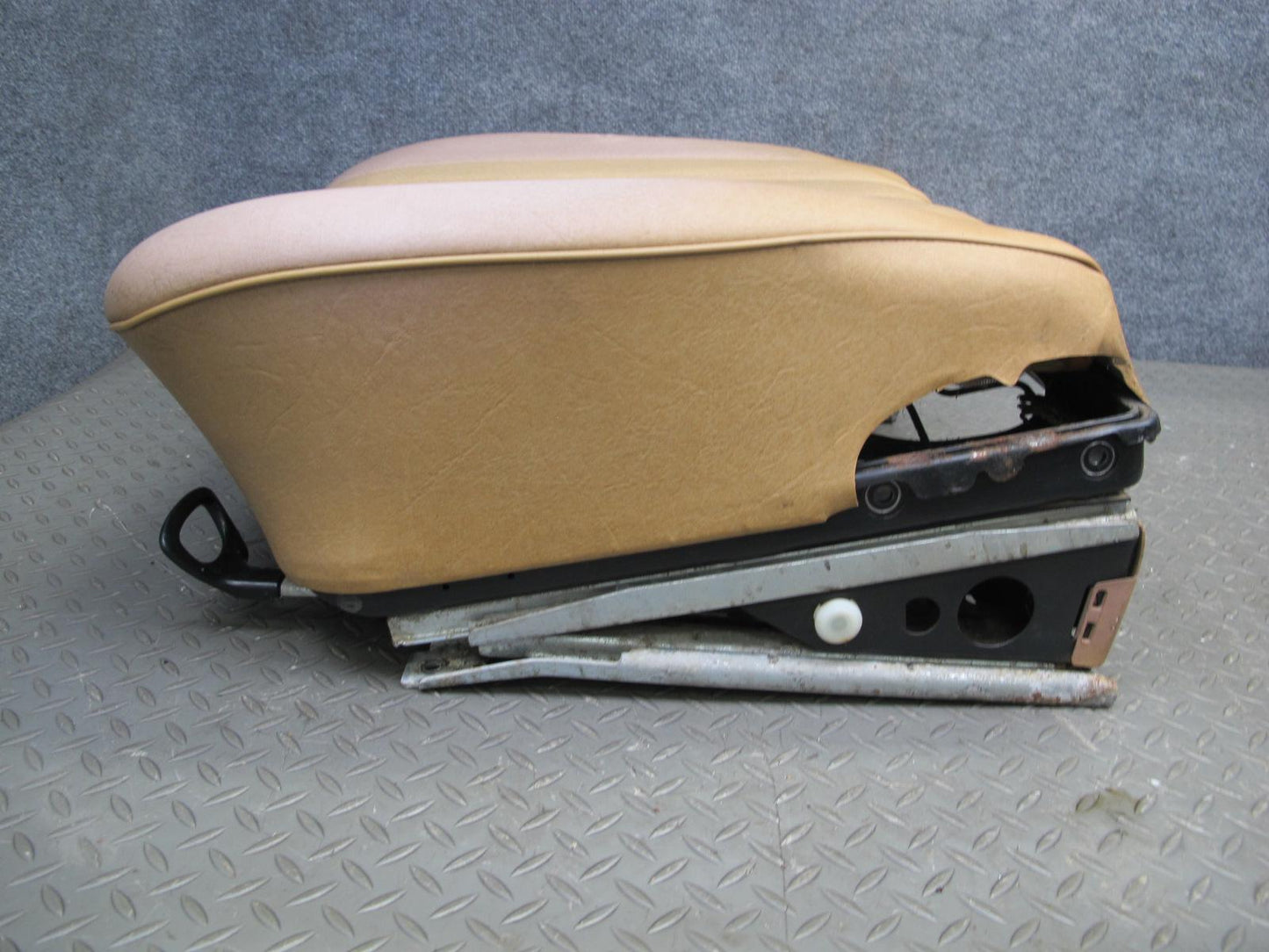 82-85 Mercedes W123 Front Left Seat Lower Leather Cushion w Frame Track Rail OEM