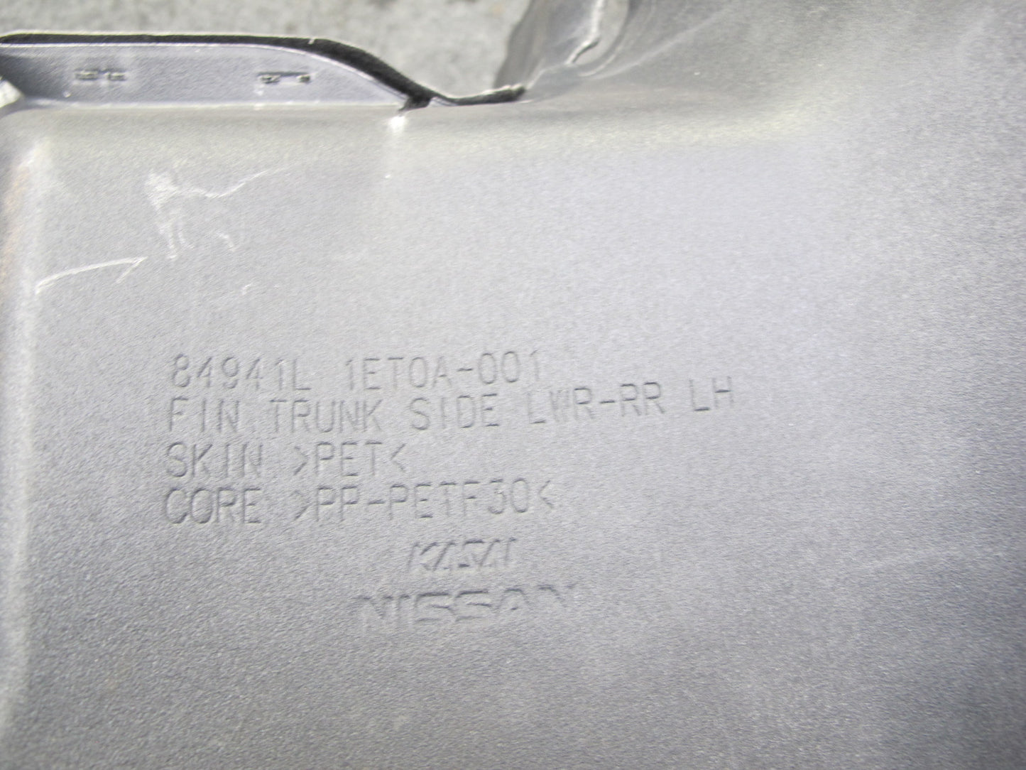 10-19 Nissan 370Z Z34 Convertible Rear Left Trunk Trim Cover 84941-1ET0A OEM