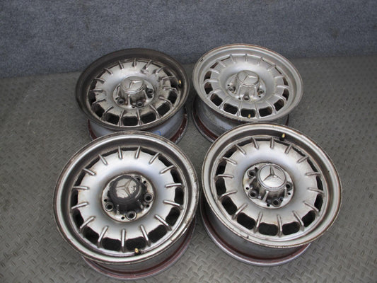 75-85 Mercedes W123 Set of 4 Factory 14" R14 Alloy Wheel Rim 14x6J ET30 OEM