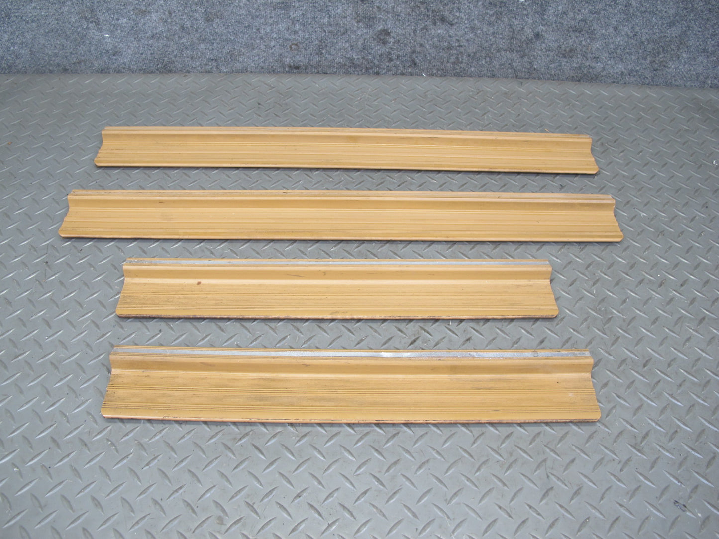 77-85 Mercedes W123 Set of 4 Front & Rear Door Scuff Sill Plate Trim Panel