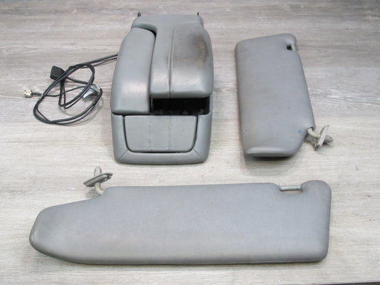 94-99 Mercedes W140 Sedan Front Center Console Armrest w Sunvisors Set Gray OEM