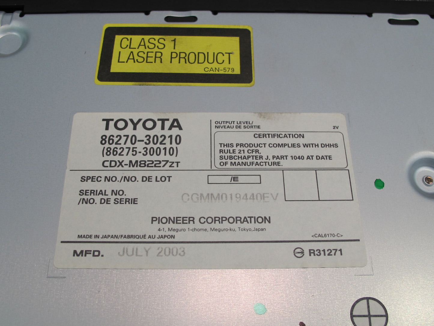 03-05 Lexus JZS160L GS430 GS300 CD Changer w Magazine 86270-30210 OEM