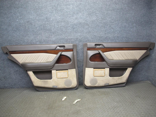 94-99 Mercedes W140 Sedan Rear Door Interior Wood Trim Cover Panel Set OEM