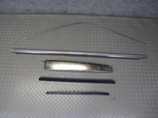 94-99 Mercedes W140 Rear Right Door B Pillar & Window Trim Molding Silver Set