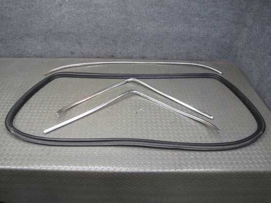 86-91 Mercedes W126 Rear Window Chrome Trim Molding Weatherstrip Seal Set OEM