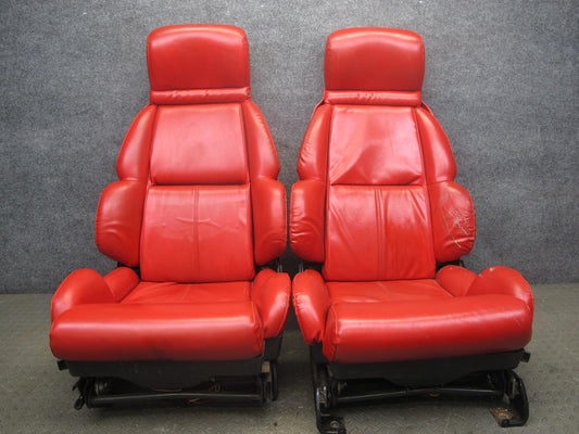 92-93 Chevrolet Corvette C4 Set of 2 Power Seat Leather Torch RED OEM