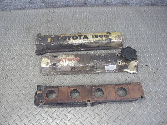 88-89 Toyota MR2 AW15 4AGELC Engine Valve Cover & Cylinder Head Cover Set OEM