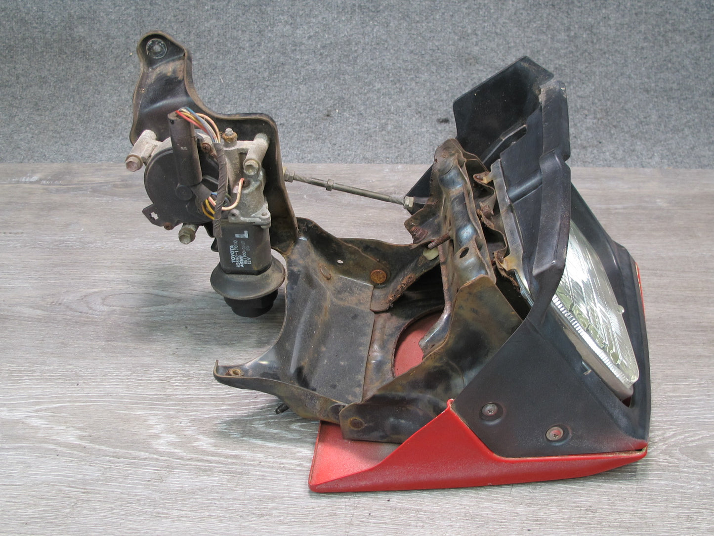 85-89 Toyota MR2 AW15 Front Left POP UP Headlight Lamp w Motor Assembly RED OEM
