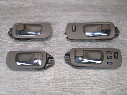 95-00 Lexus UCF20L LS400 Set of 4 Interior Door Handle w Trim & Switch Brown OEM