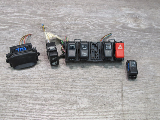 94-99 Mercedes W140 Hazard Heated Seat Defrost Trunk Switch OBD Port Set OEM