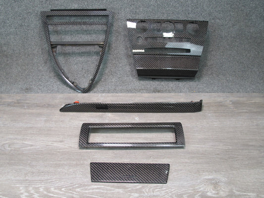 2006-2010 BMW E63 E64 M6 Dash Console Carbon Fiber Bezel Trim Cover Panel Set