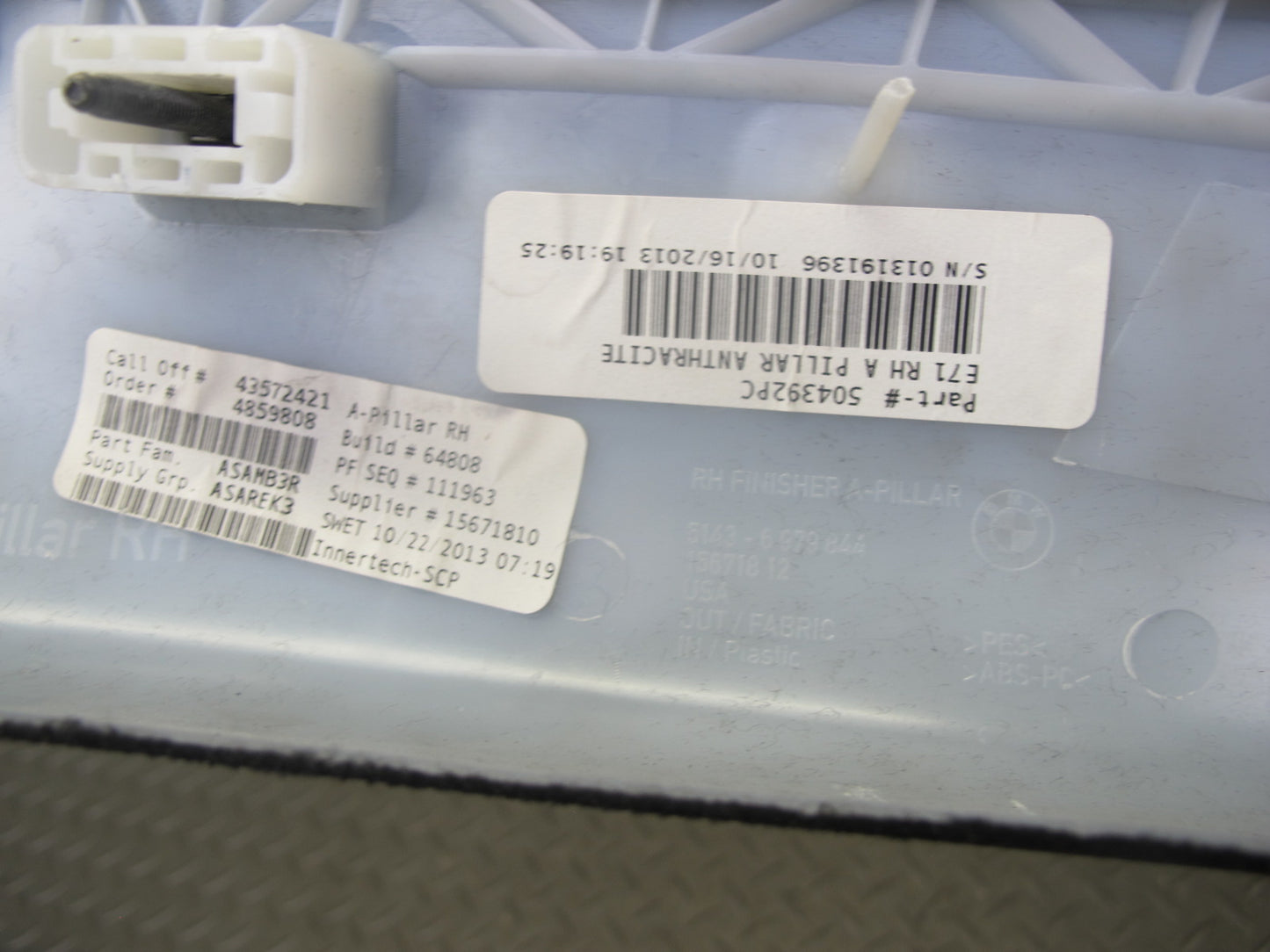 2008-2014 BMW E71 E72 X6 Front Interior A Pillar Trim Cover Panel Set of 2