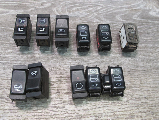 86-91 Mercedes W126 12pcs Window Defrost Heated Seat Dimmer Horn Switch Set OEM