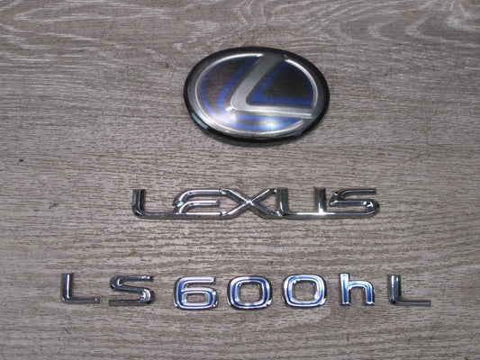 08-09 Lexus LS600hL Hybrid Rear Trunk Lid Emblem Logo Badge Symbol Set OEM