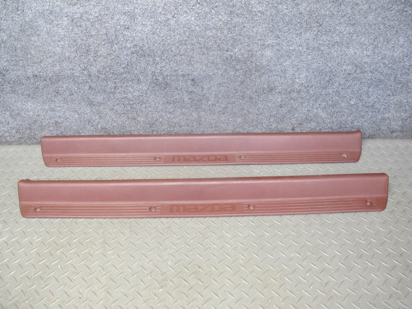 86-88 Mazda RX7 FC3S Left & Right Door Scuff Sill Plate Trim Cover Set RED OEM