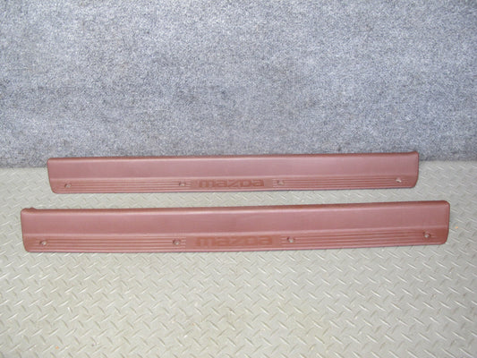 86-88 Mazda RX7 FC3S Left & Right Door Scuff Sill Plate Trim Cover Set RED OEM
