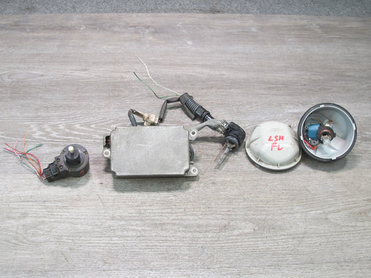 98-00 Lexus LS400 Left Xenon Headlight Module w Adjuster & Bulb Cover Set OEM