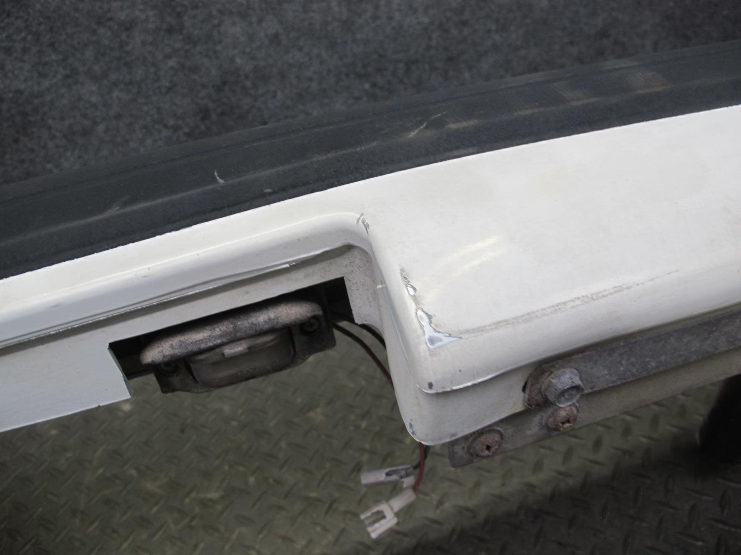 84-85 Mazda RX7 FB Rear Bumper Cover Dover White w Shock Absorber OEM