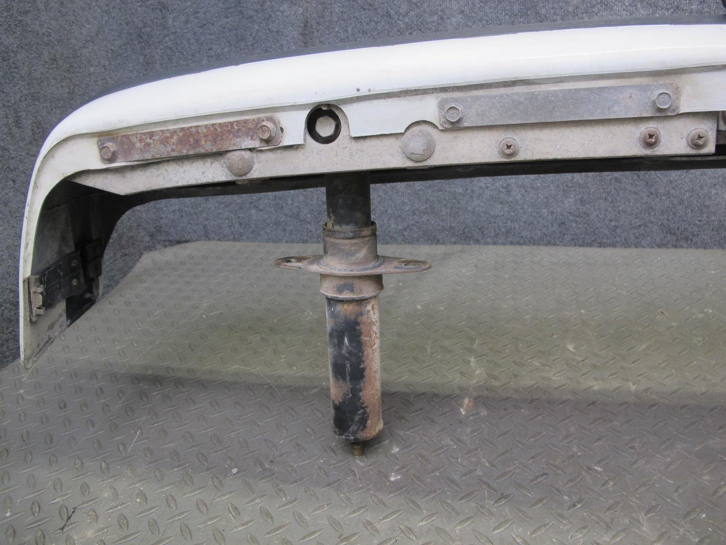 84-85 Mazda RX7 FB Rear Bumper Cover Dover White w Shock Absorber OEM