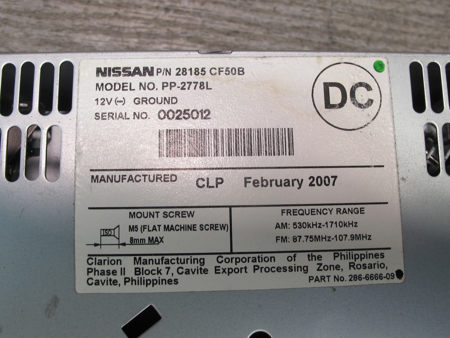 07-09 Nissan 350Z Z33 Radio AM FM CD Changer Player Receiver Head Unit Bose OEM