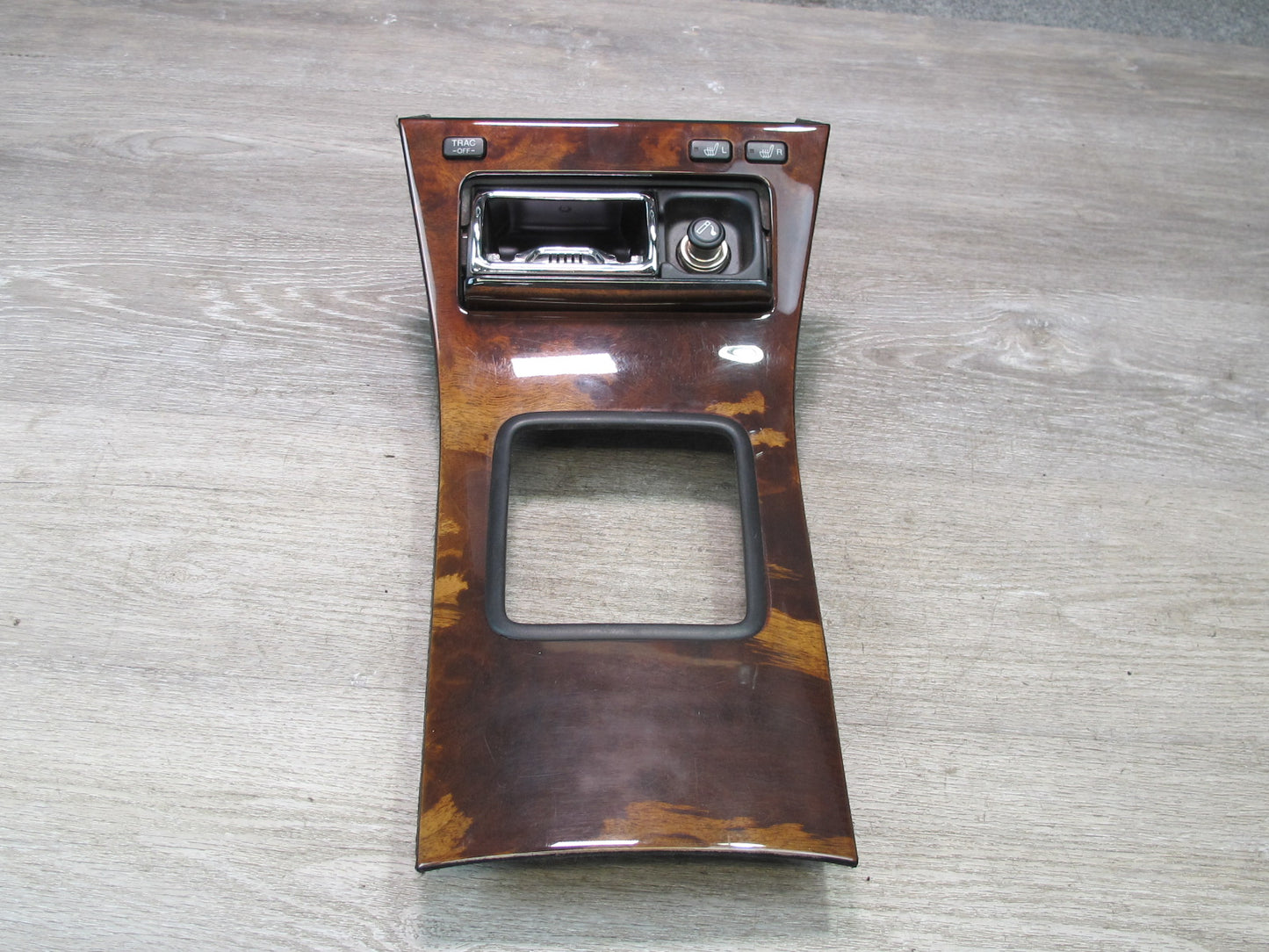 95-97 Lexus LS400 Center Console Shifter Wood Trim w TRC Heated Seat Switch OEM