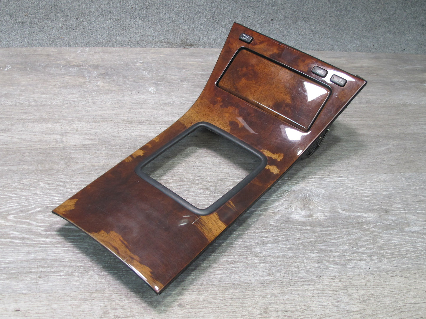 95-97 Lexus LS400 Center Console Shifter Wood Trim w TRC Heated Seat Switch OEM